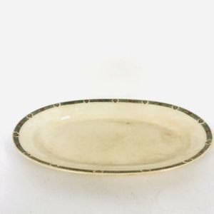 TST Co Verona China Made In USA 101 Green Floral Trim Gold Serving Platter 16X11